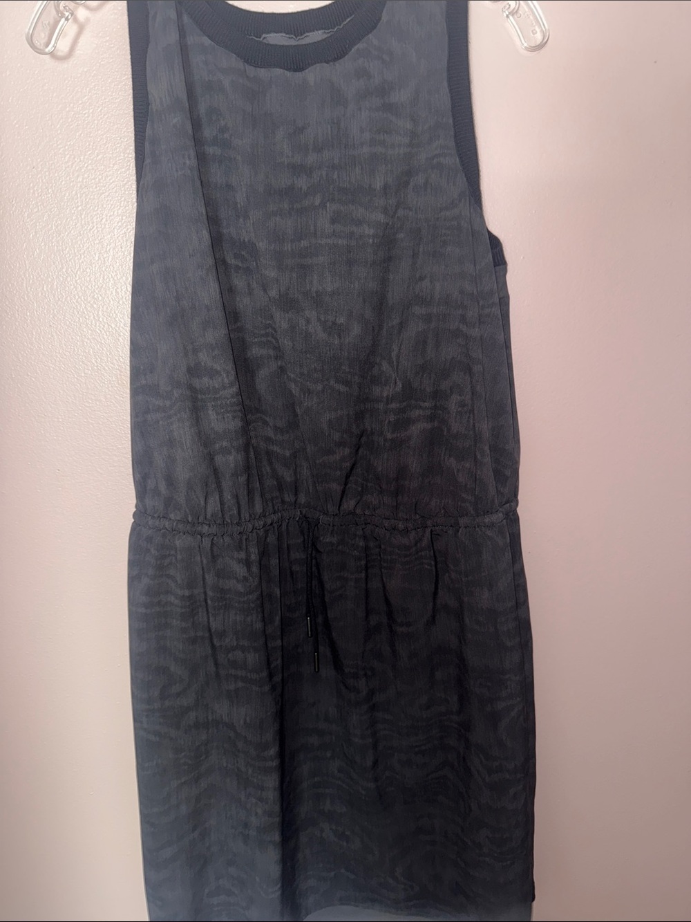 Athleta Black Sleeveless Midi Dress with Subtle Texture